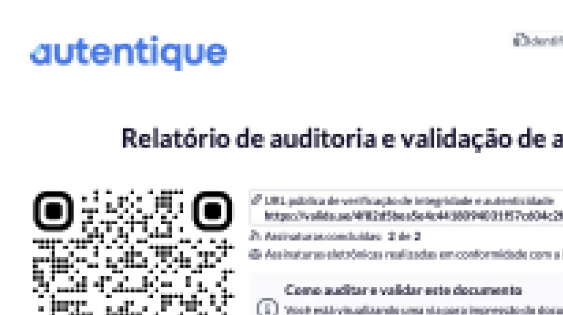 Relatório de auditoria da assinatura digital pela Autentique